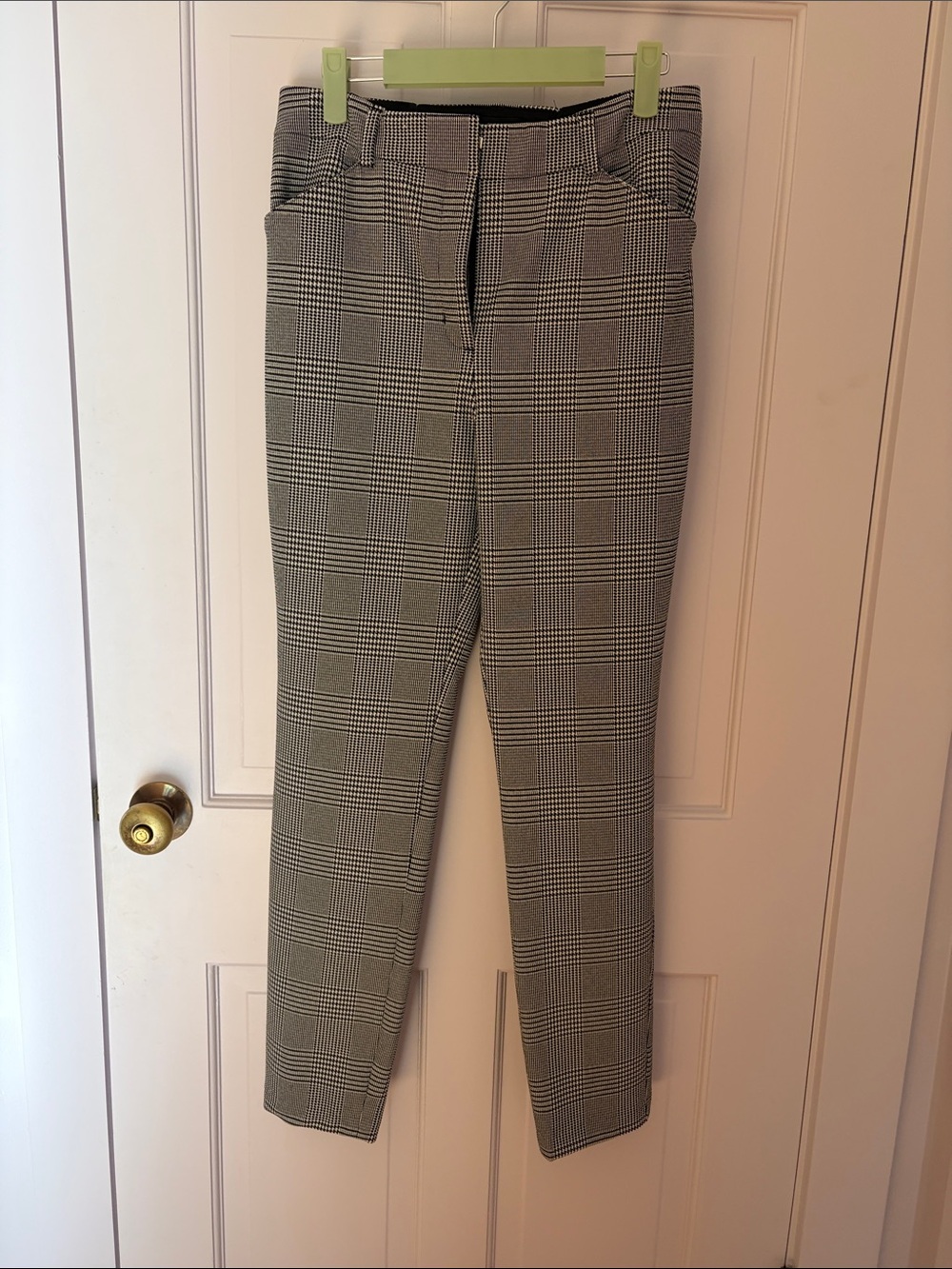 Express Black & White Glen Plaid Slim Ankle Pants